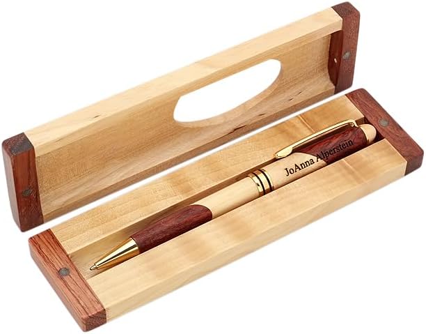Personalized Wood Pen Set with Maple and Rosewood Box