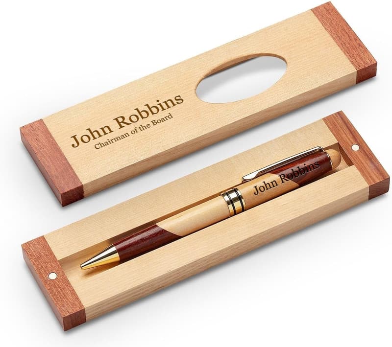 Personalized Wood Pen Set with Maple and Rosewood Box