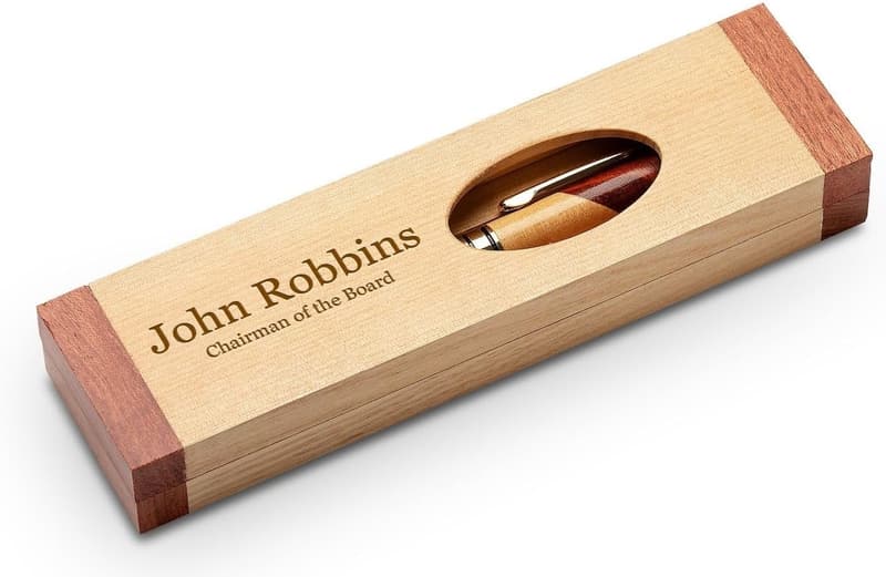 Personalized Wood Pen Set with Maple and Rosewood Box