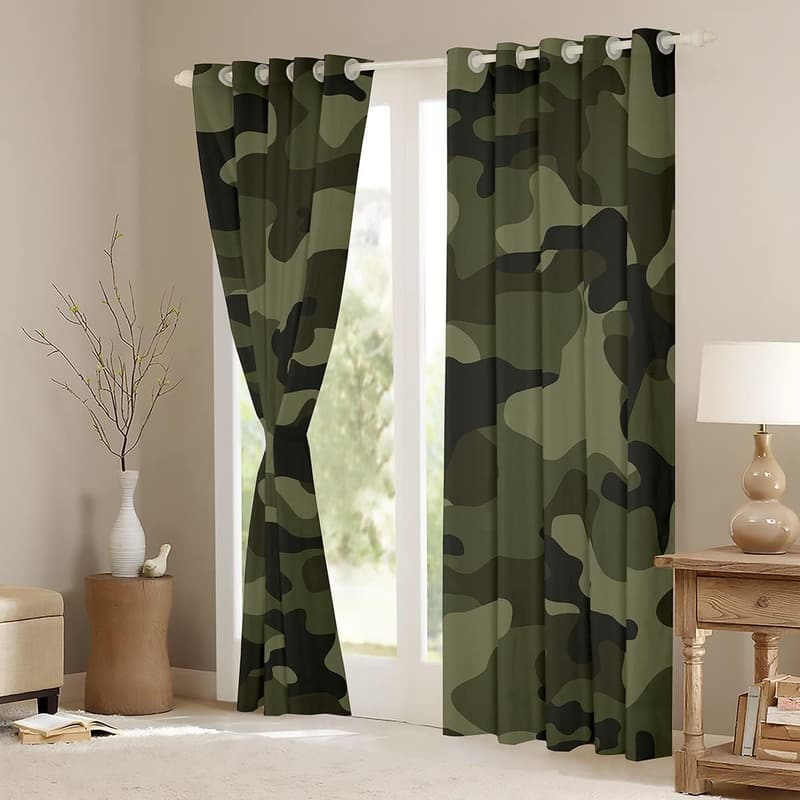 Camo Blackout Curtains for Kids' Bedrooms - 38x45 Inches (2 Panels)