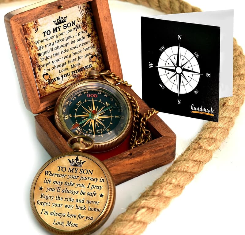 Graduation Compass Gift for Son with Wooden Box