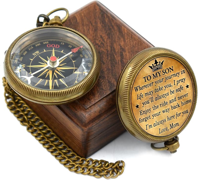 Graduation Compass Gift for Son with Wooden Box