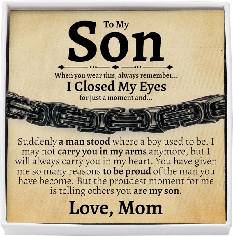 Sentimental Stainless Steel Bracelet for Son's Birthday