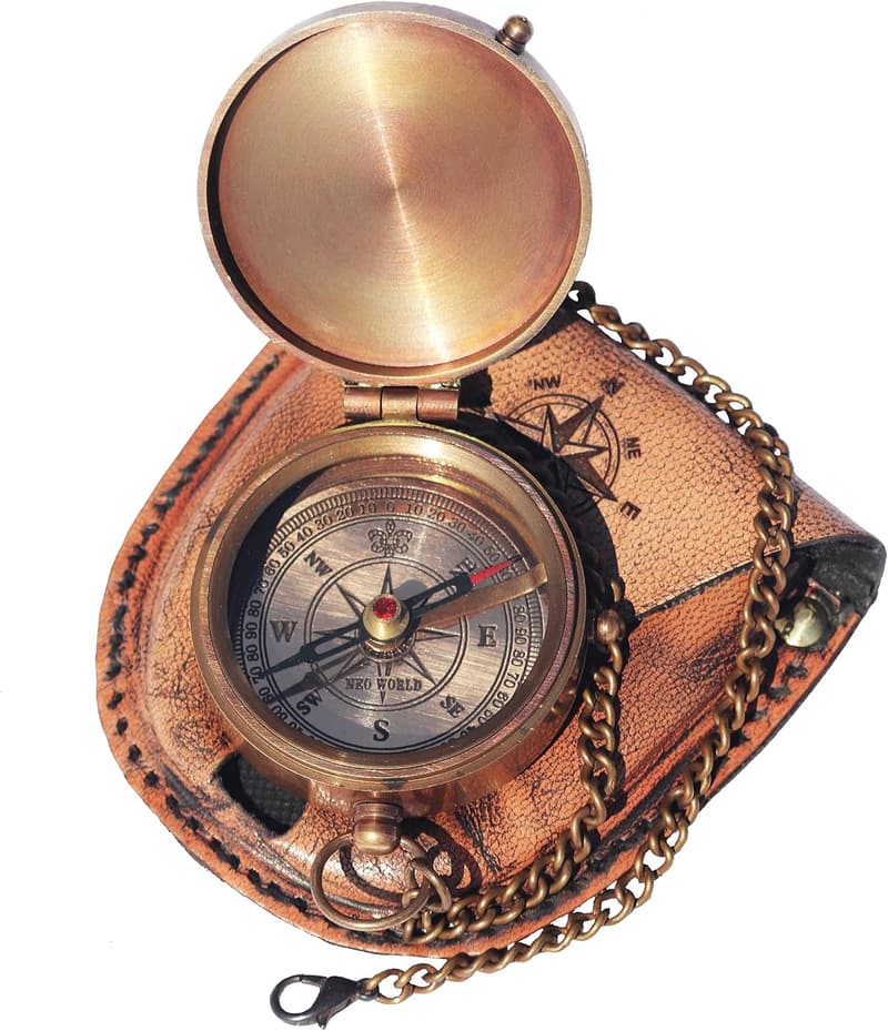 Engraved Brass Compass with Leather Case - Graduation Gift for Son