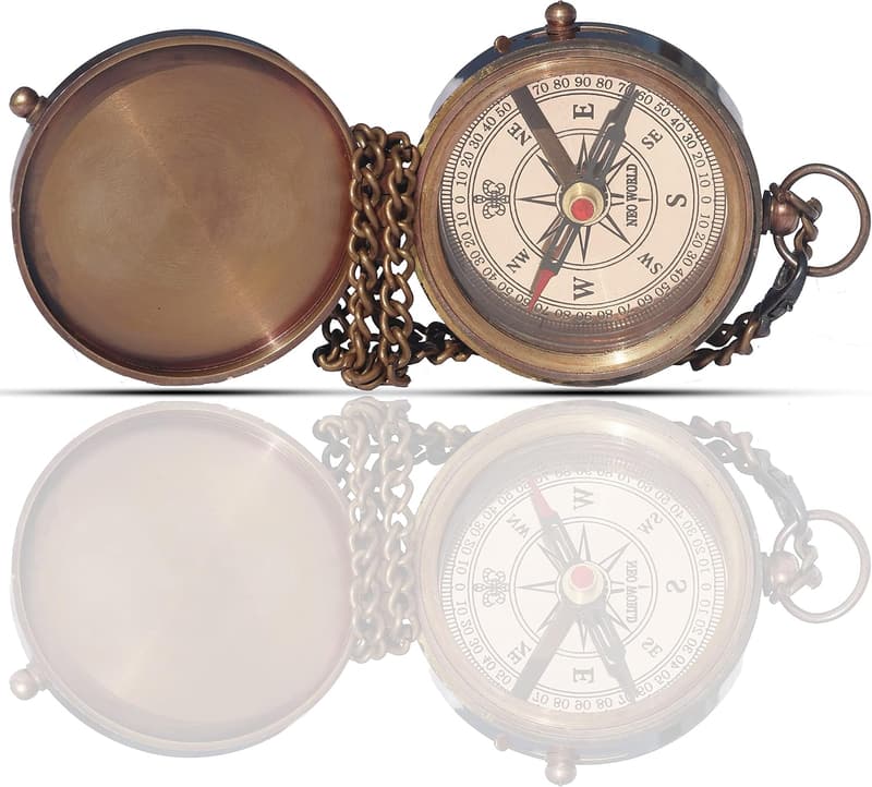 Engraved Brass Compass with Leather Case - Graduation Gift for Son