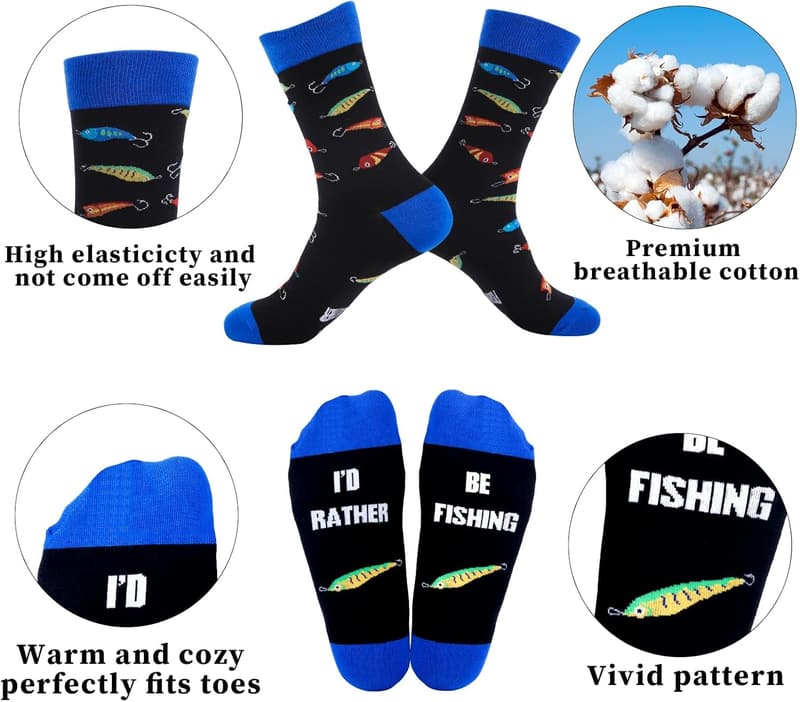 Funny Fishing Hat and Socks Gift Set for Dad