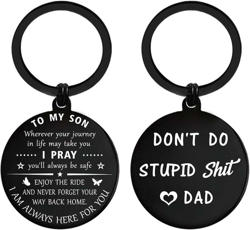 Father's Day Engraved Metal Keychain for Son