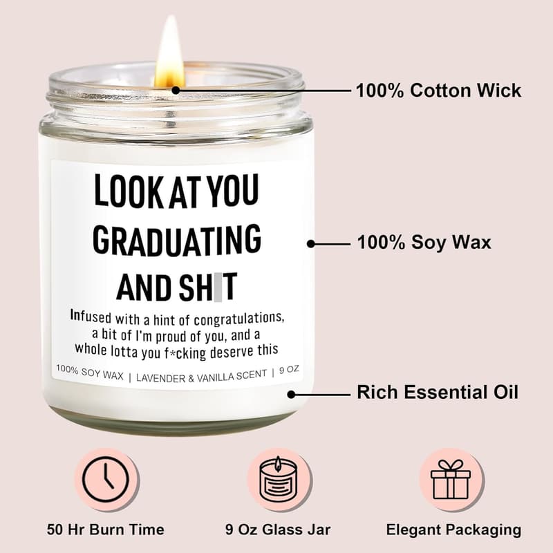 2025 Graduation Funny Candle - 9 oz Gift for Her & Him
