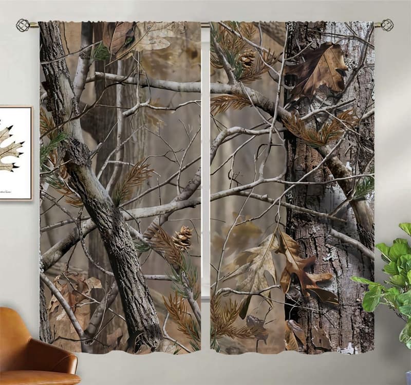 Camo Tree Blackout Curtains for Kids' Rooms, 55x63 Inch