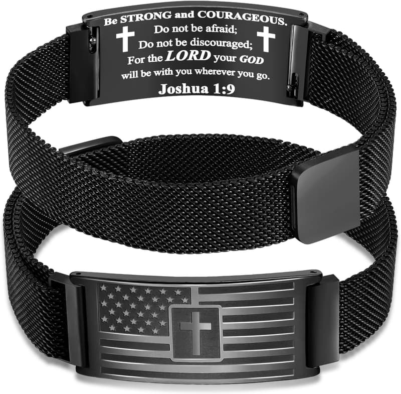 Graduation Gift: Stainless Steel American Flag Bracelet for Him