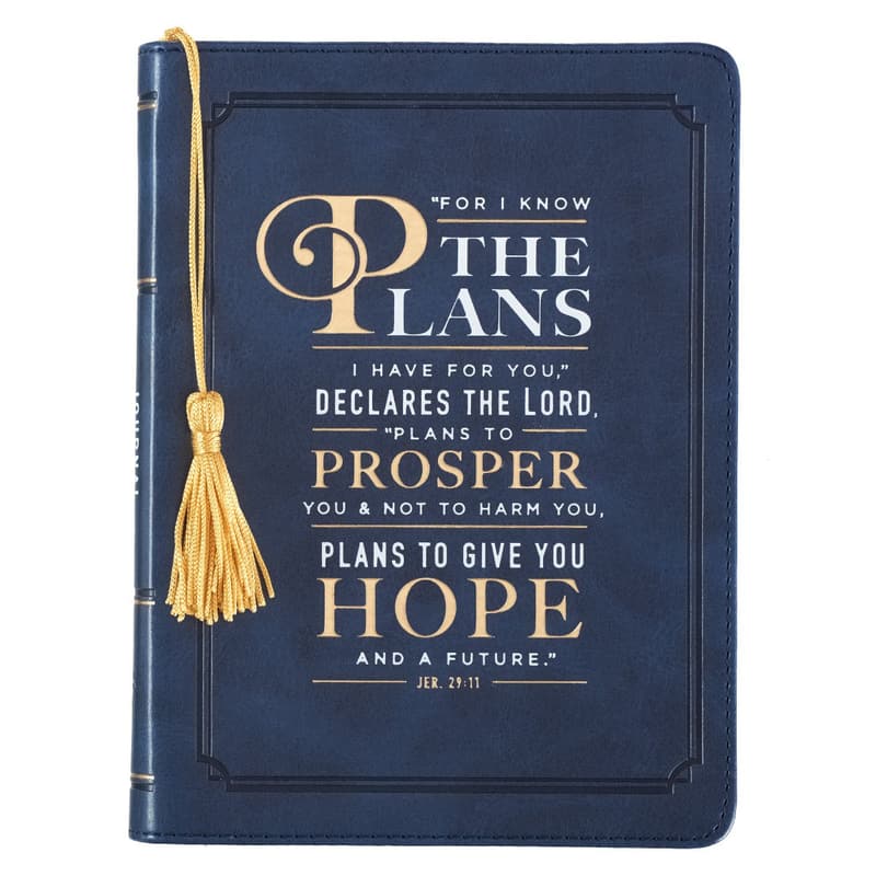 Inspirational Graduation Journal - Navy Blue Faux Leather, 5.5x7