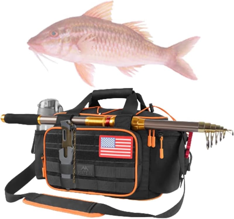 Fishing Tackle Bag with Cooler & Rod Holder for Men