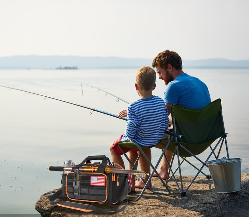 Fishing Tackle Bag with Cooler & Rod Holder for Men