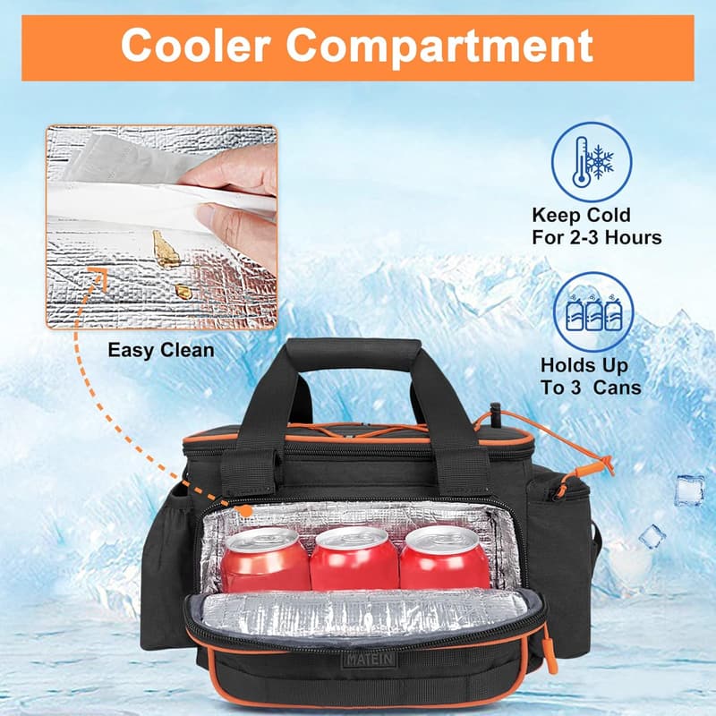 Fishing Tackle Bag with Cooler & Rod Holder for Men