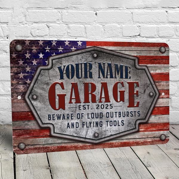 Personalized Vintage American Garage Sign