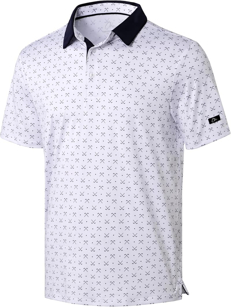 Men's Moisture-Wicking Golf Polo Shirt - Short Sleeve Casual Print
