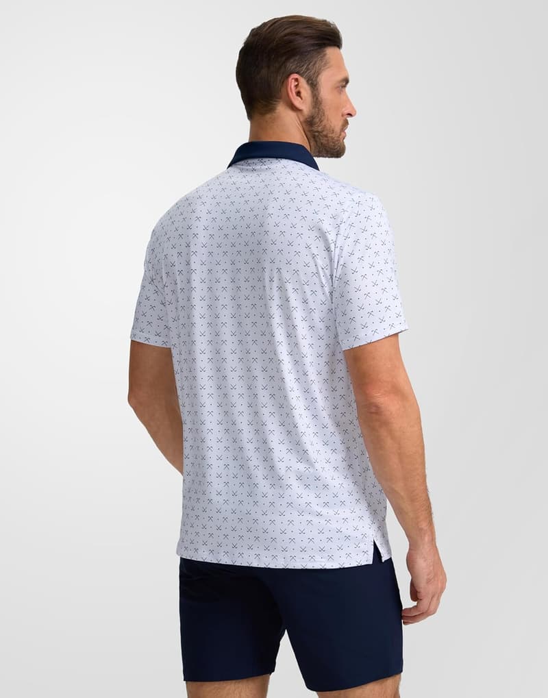 Men's Moisture-Wicking Golf Polo Shirt - Short Sleeve Casual Print