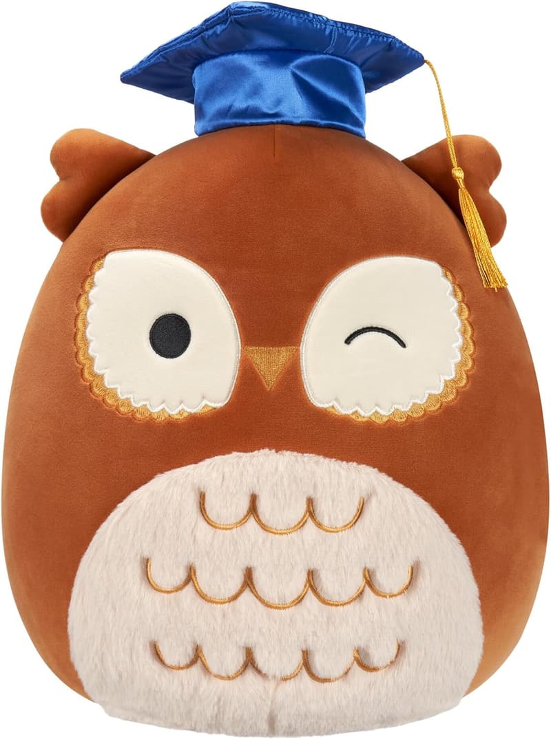 Graduation Squishmallows 12-Inch Arella Brown Owl Plush