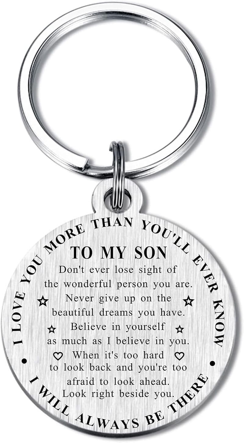 To My Son Keychain Gift from Mom and Dad for Graduation