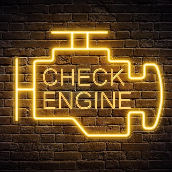 LED Check Engine Neon Sign for Garage Decor - Gifts for Dad