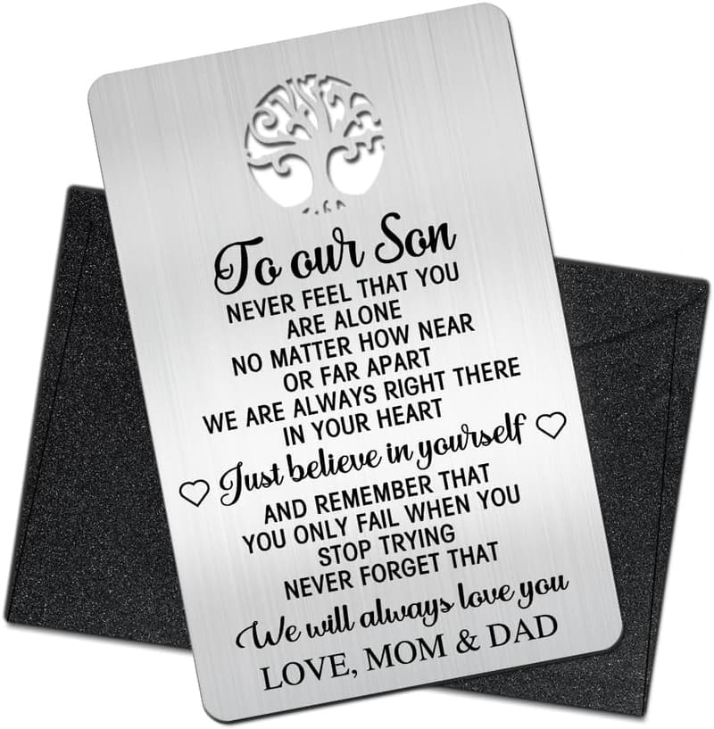 Engraved Metal Wallet Card for Son - Inspirational Gift