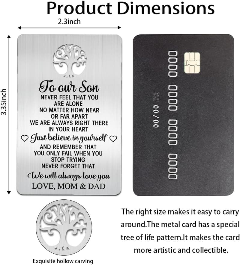 Engraved Metal Wallet Card for Son - Inspirational Gift