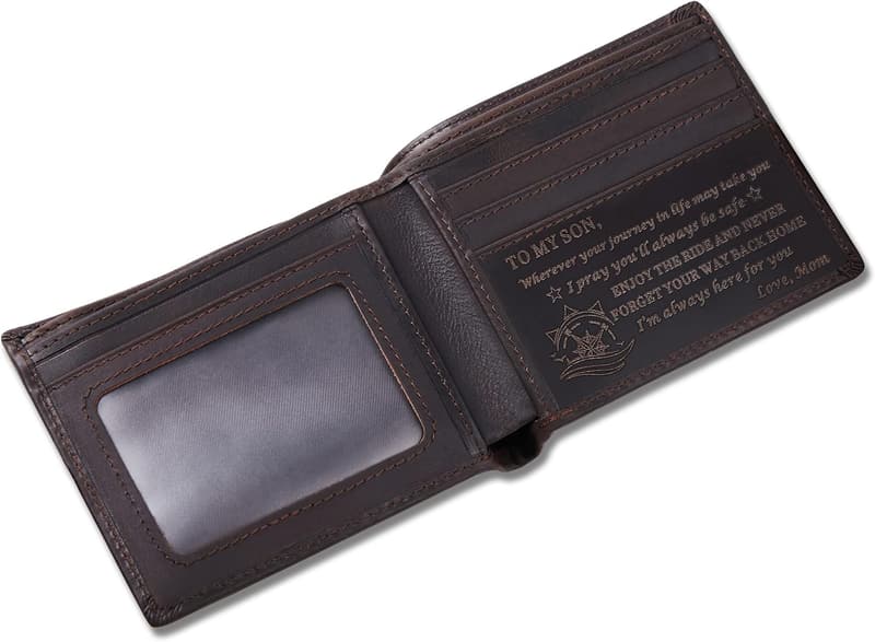 Personalized Leather Wallet for Son - Custom Engraved Gift