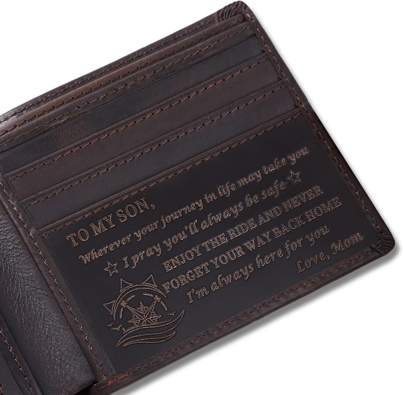 Personalized Leather Wallet for Son - Custom Engraved Gift