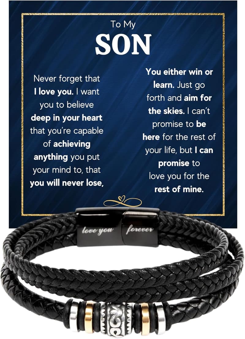 Gift for Son: Cuban Cross Bracelet with Message Card