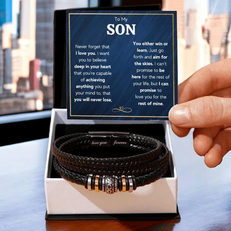 Gift for Son: Cuban Cross Bracelet with Message Card