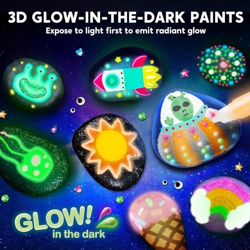 Glow in the Dark Rock Painting Kit for Kids Ages 6-12