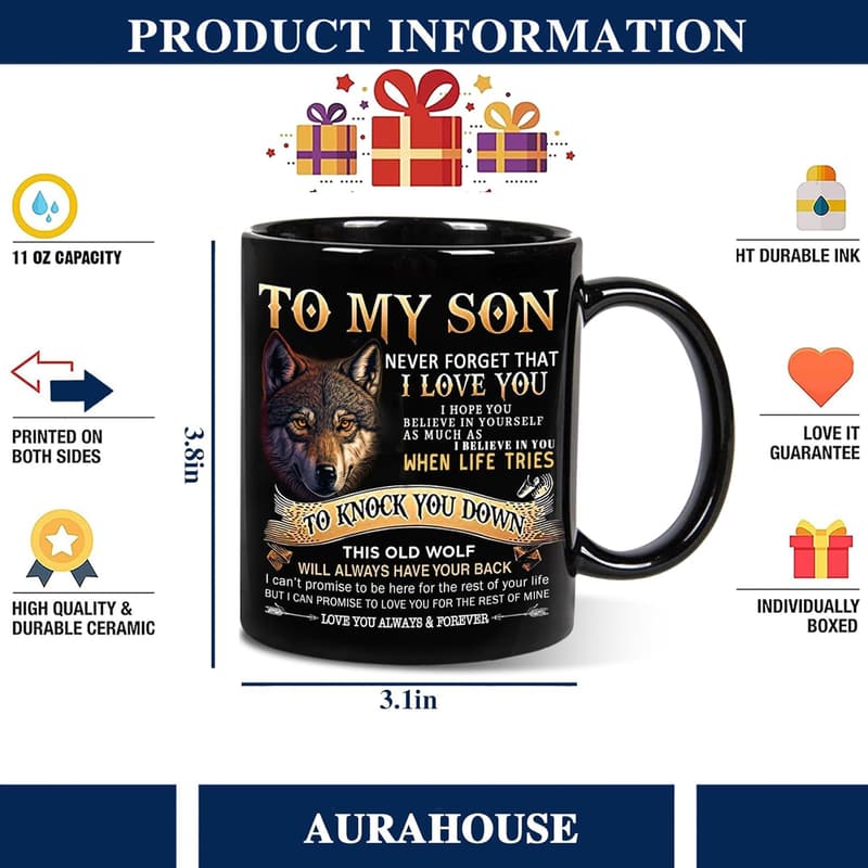 Son's Birthday Gift - 11 oz Wolf Mug from Parents