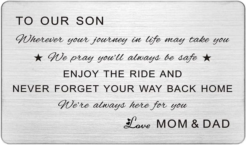 Son Engraved Wallet Card - Gifts from Parents for Birthday, Graduation