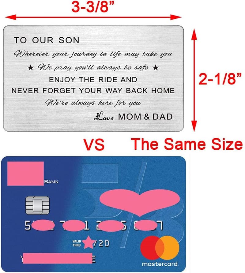 Son Engraved Wallet Card - Gifts from Parents for Birthday, Graduation