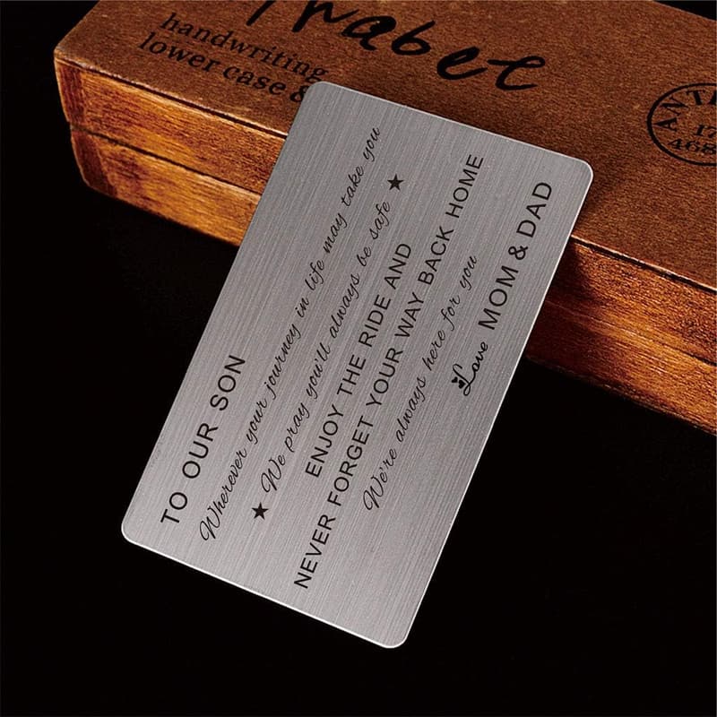 Son Engraved Wallet Card - Gifts from Parents for Birthday, Graduation