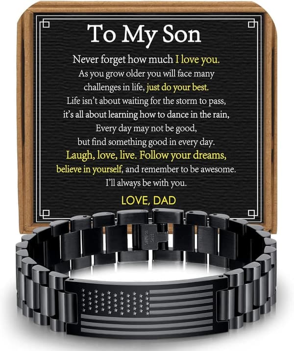 Father's Day Stainless Steel American Flag Bracelet for Men