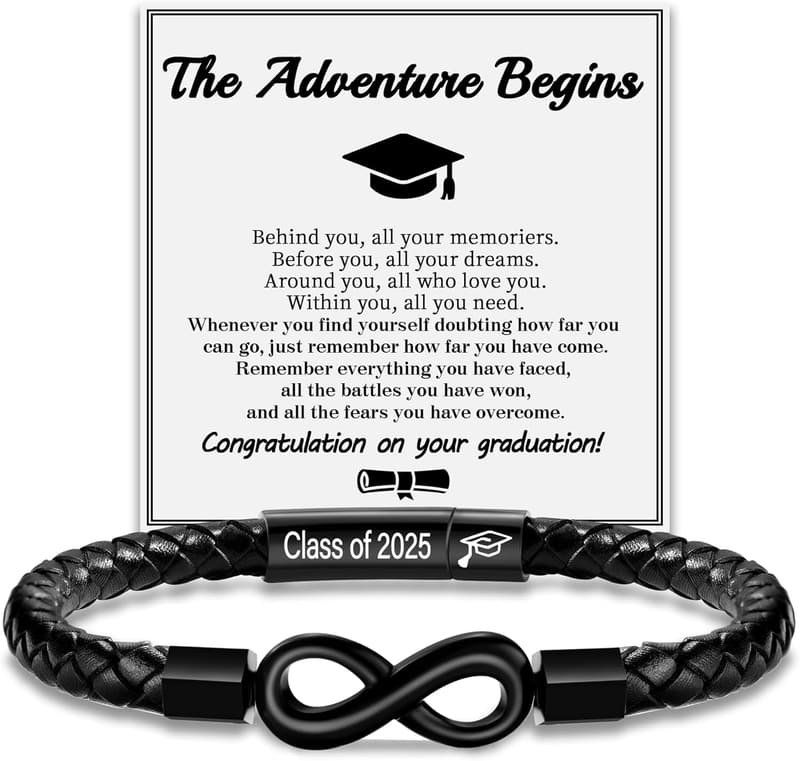 Father's Day Leather Bracelet for Men with Infinity Knot