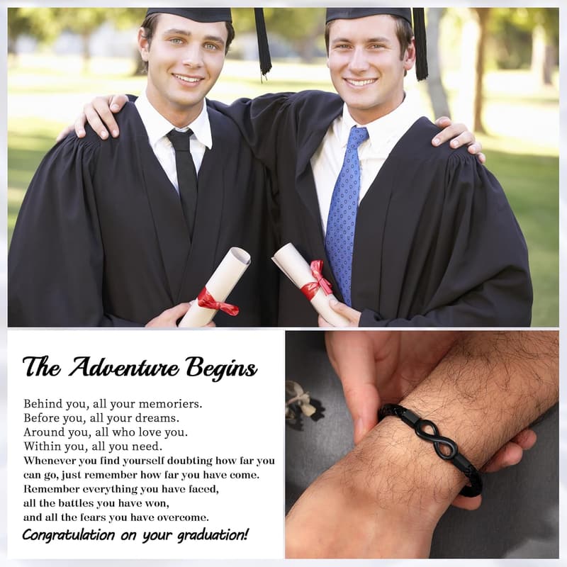 Father's Day Leather Bracelet for Men with Infinity Knot