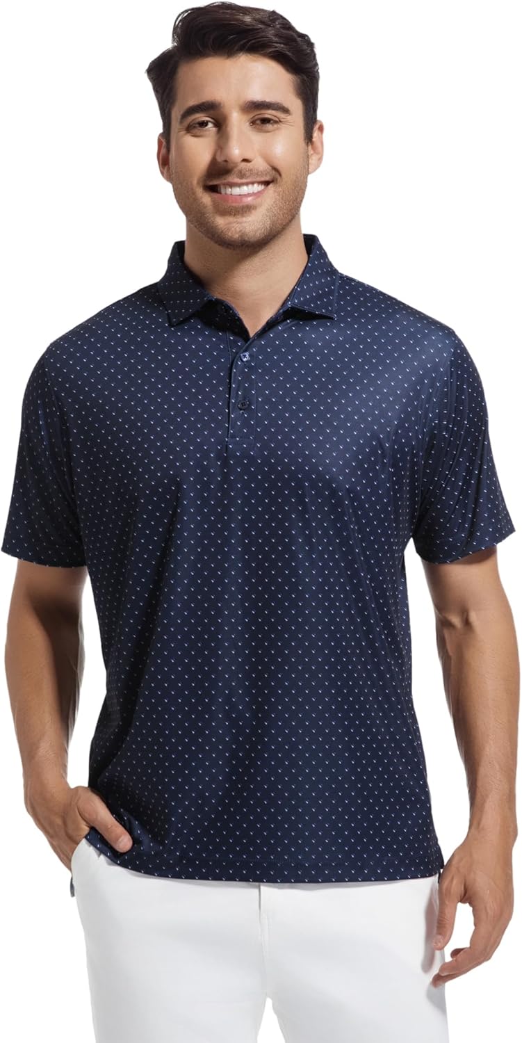 Men's Moisture-Wicking Golf Shirt with Classic Print