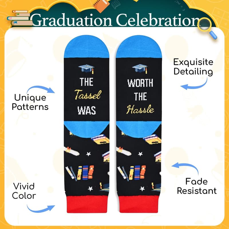 Funny Socks for Book Lovers - Unique Graduation Gifts