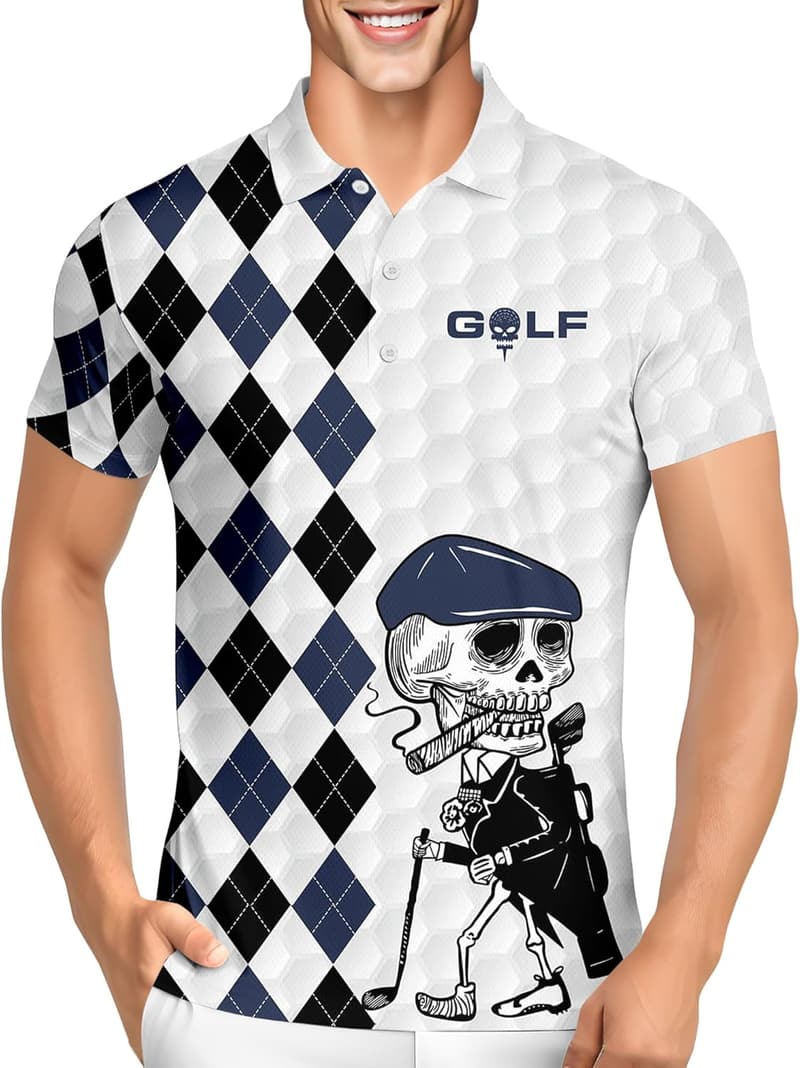 Men's Moisture-Wicking Golf Polo Shirt - Funny Print Design