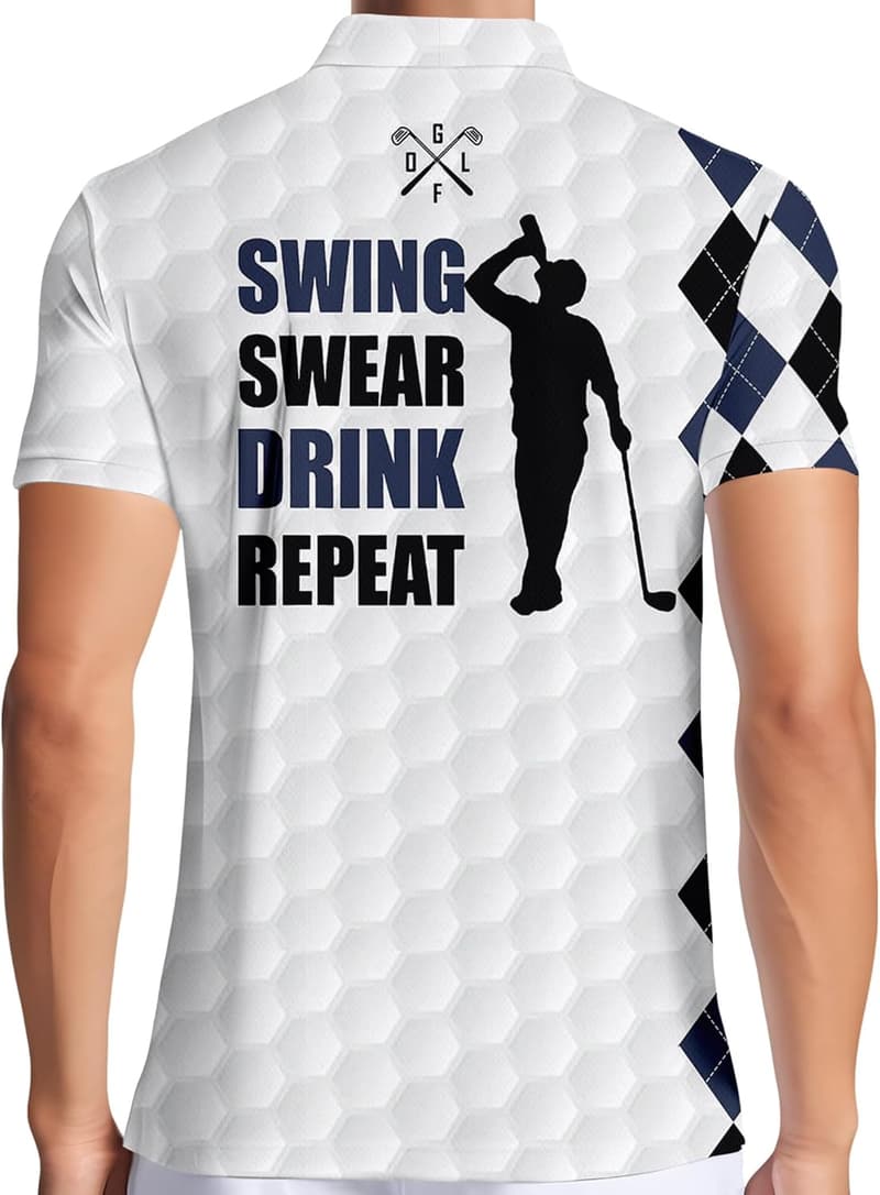 Men's Moisture-Wicking Golf Polo Shirt - Funny Print Design
