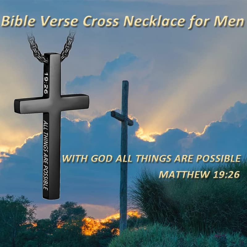 Inspirational Men's Stainless Steel Cross Necklace