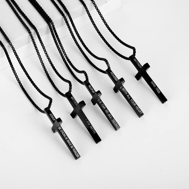 Inspirational Men's Stainless Steel Cross Necklace