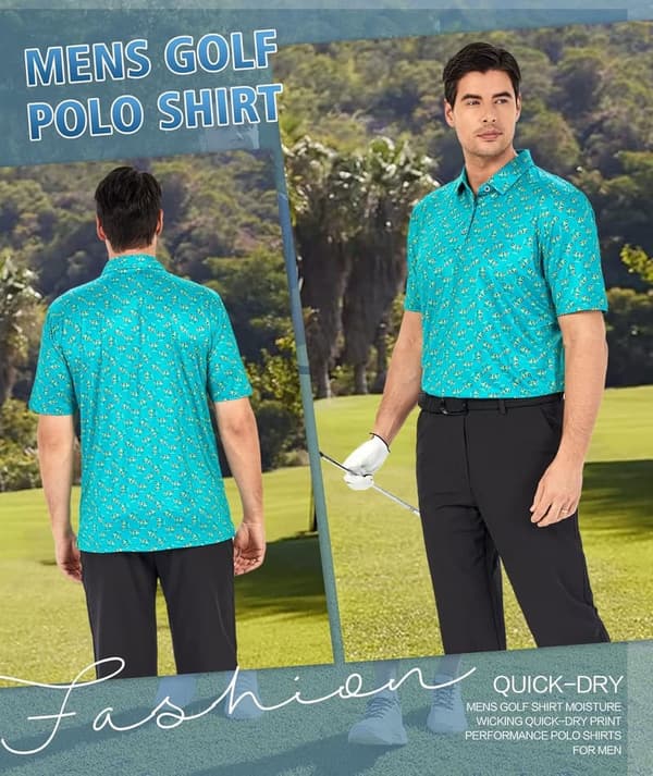 Men's Moisture-Wicking Performance Golf Polo Shirt