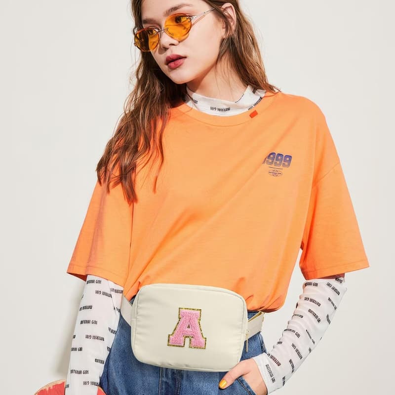 Teen Girls' Birthday Gift - White Initial Crossbody Belt Bag