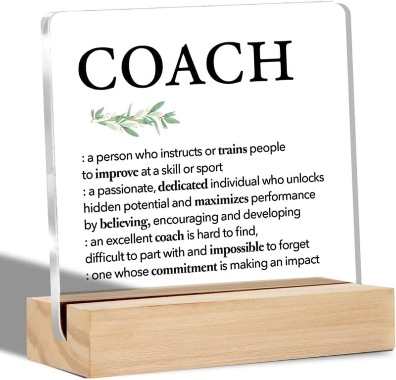 Coach Appreciation Desk Sign - Clear Acrylic with Stand