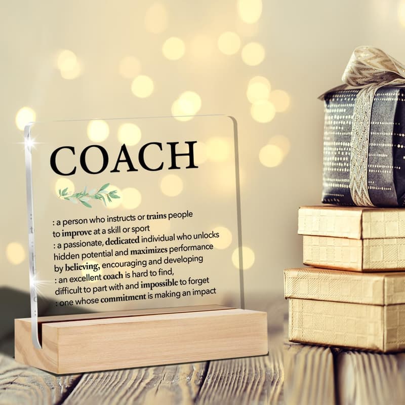 Coach Appreciation Desk Sign - Clear Acrylic with Stand