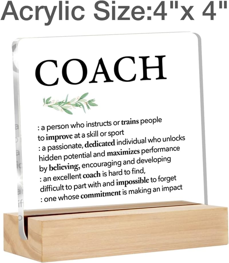 Coach Appreciation Desk Sign - Clear Acrylic with Stand