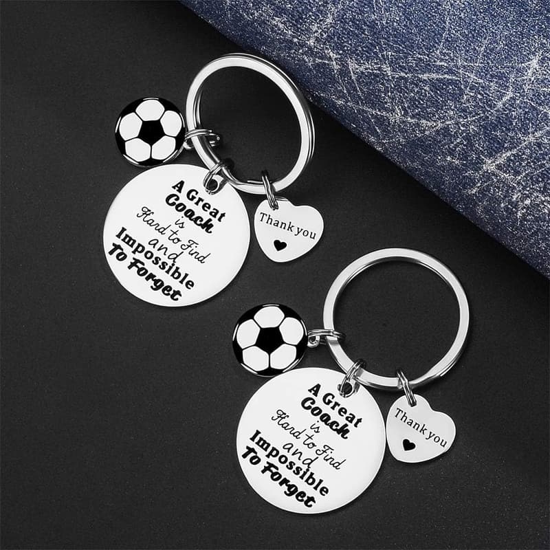 Thank You Gift for Soccer Coaches - 2 Pcs Keychain Set